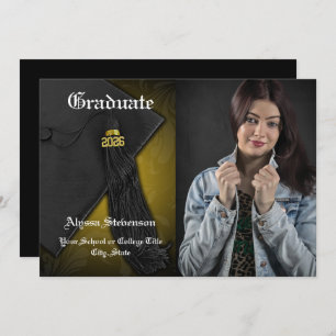 Class of 2024 Gold Tassel College Photo Graduation Invitation
