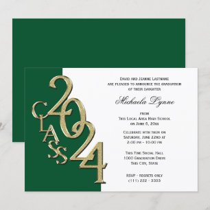 Class of 2024 Grad Gold and Green Invitation