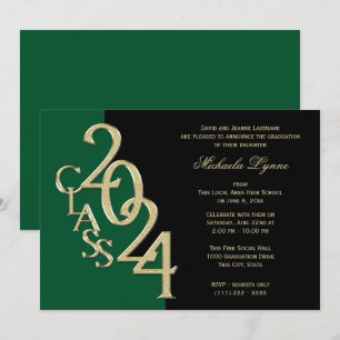 Class of 2024 Grad Gold with Colour Option Invitation