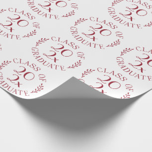 Class of 2024 Graduate Burgundy White Typography Wrapping Paper