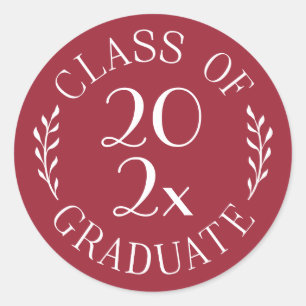 Class of 2024 Graduate Chic Burgundy White Emblem Classic Round Sticker