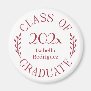 Class of 2024 Graduate Name Burgundy Typography Magnet