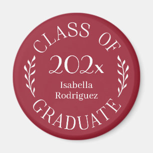 Class of 2024 Graduate Name Typography Burgundy Magnet