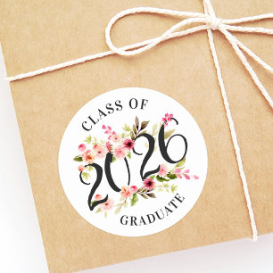 Class of 2024 Graduate Pink Floral Graduation Classic Round Sticker