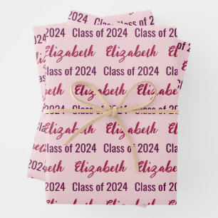 Class of 2024 Graduate's Name Pale Pink Wrapping Paper Sheet