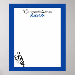 Class of 2024 Graduation Blue Autograph Keepsake Poster