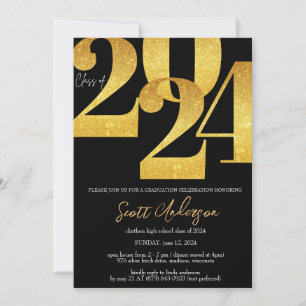 Class of 2024 Graduation Invitation Black and Gold