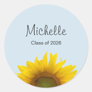 Class of 2024 Graduation Sunflower Blue Classic Round Sticker