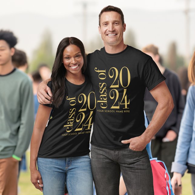 Class of 2024 Graduation with School Name T-Shirt (Edit the text template for any class year!)