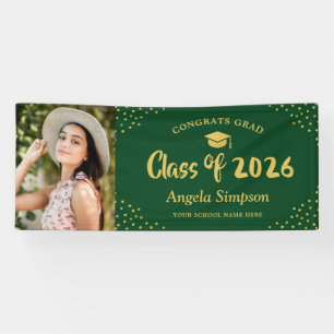 Class of 2024 Green Gold Photo Graduation Party Banner