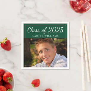 Class of 2024 Green Graduation Party Photo Napkin