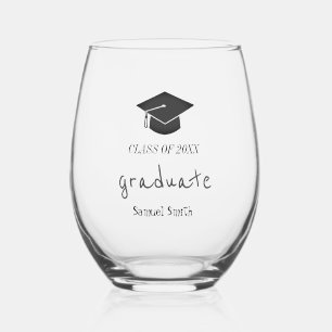 Class of 2024 Handwriting Cap & Tassel Graduation Stemless Wine Glass