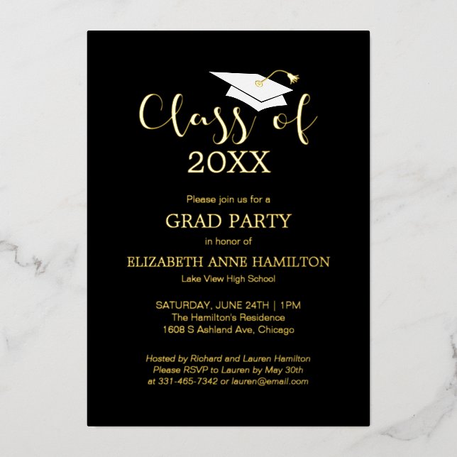 Class of 2024 High School Grad Party Black Gold (Front)