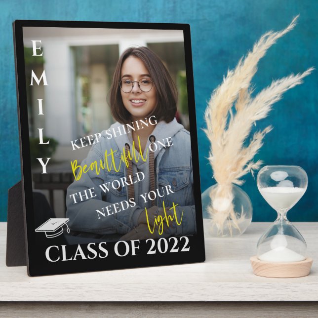 Class Of 2024 Keep Shining Quote Photo Graduation Plaque (Side)