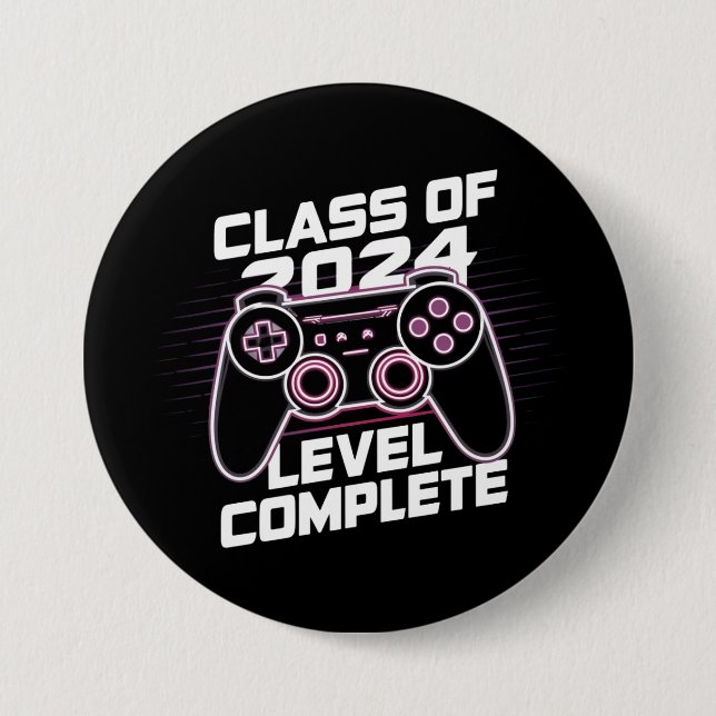 Class Of 2024 Level Complete Senior Graduation 7.5 Cm Round Badge (Front)