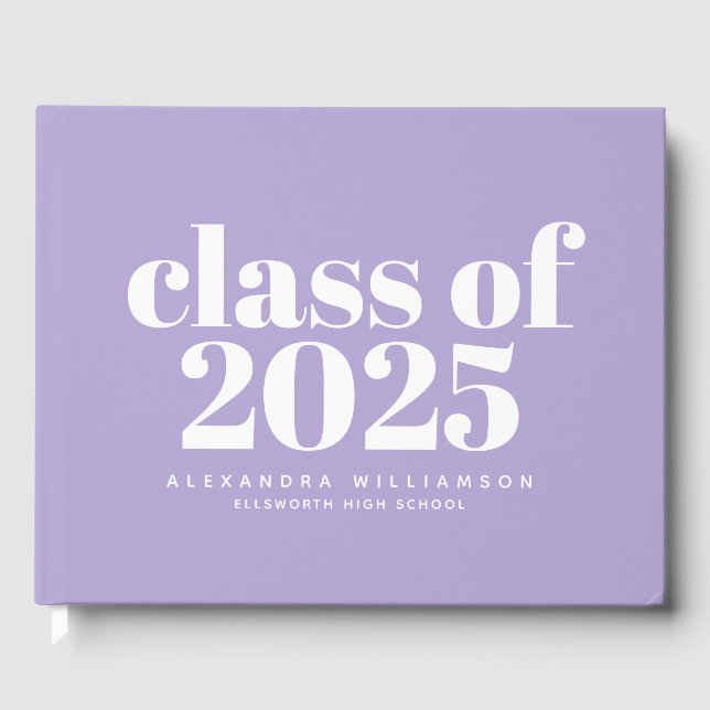 Class of 2024 Modern Lavender Personalised Guest Book (Front)