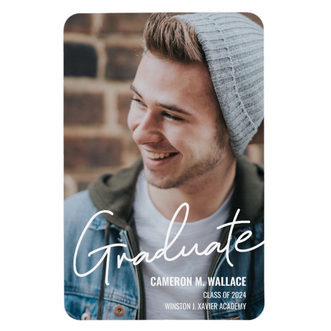 Class of 2024 Modern Male Graduate Photo  Magnet (Vertical)