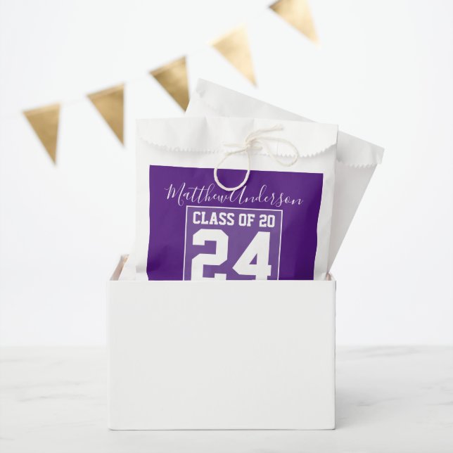 Class of 2024 Modern Royal Purple Graduation Party Favour Bags (Party)