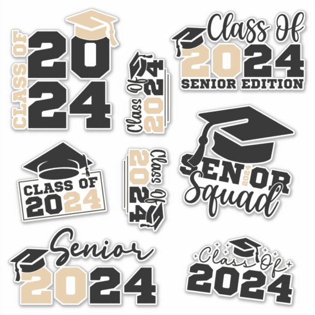 Class of 2024 Multi Pack Custom-Cut Vinyl Sticker (Front)