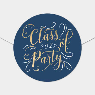 Class of 2024 Navy Gold Graduation Party Classic Round Sticker