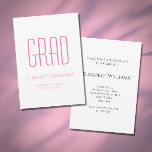 Class of 2024 Pink Typography Graduation Party  Invitation