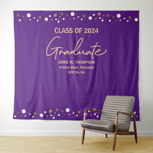 Class of 2024 Purple Gold backdrop graduation Tapestry (In Situ (Horizontal))