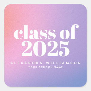 Class of 2024 Purple Gradient Custom Graduation Square Sticker