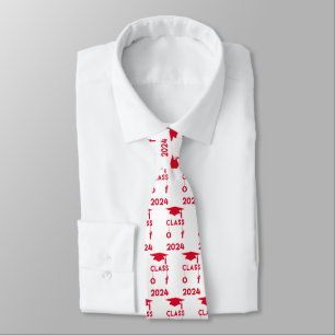 Class of 2024  - Red and White Graduation Tie
