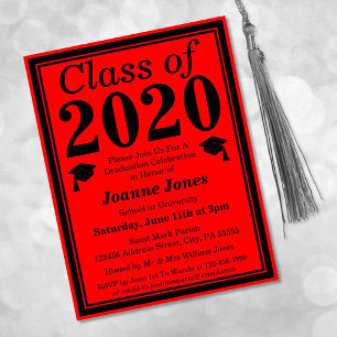 Class of 2024 Red Black Graduation Invitation Postcard