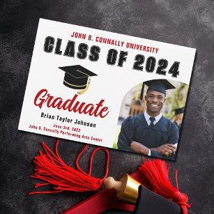 Class of 2024 Red Graduate Modern Graduation Party Announcement
