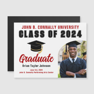Class of 2024 Red Graduate Photo Graduation Magnet