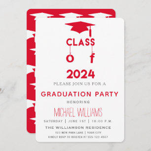 Class of 2024  - Red Graduation Party Invitation