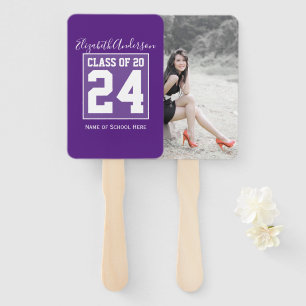 Class of 2024 Royal Purple Graduation Photo Hand Fan