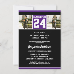Class of 2024 Royal Purple Graduation Photo Invitation