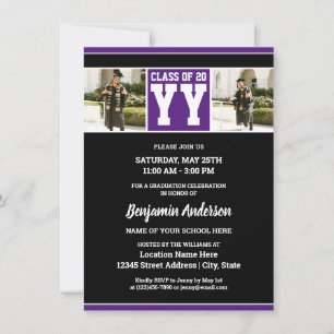 Class of 2024 Royal Purple Graduation Photo Invitation