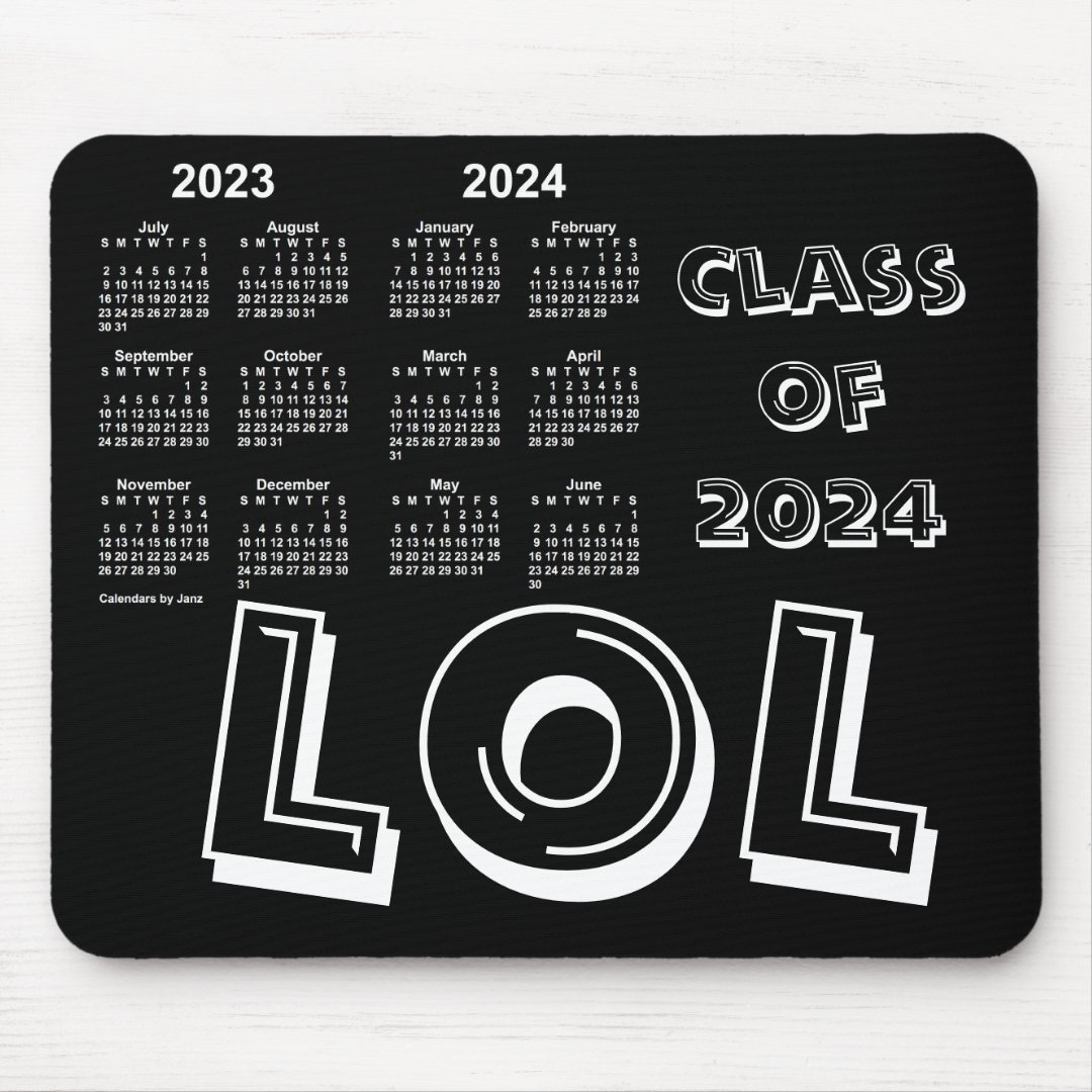 Class of 2024 School Year Calendar by Janz Black Mouse Mat | Zazzle