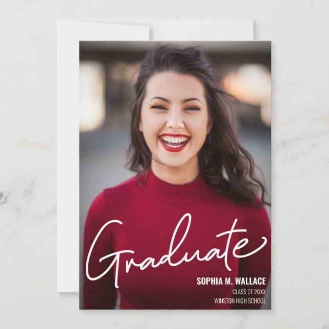 Class of 2024 Script Custom Graduate Photo Invitation (Front)