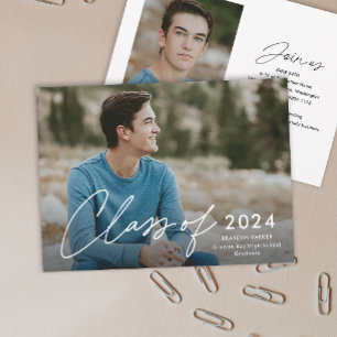 Class of 2024 Script Photo Graduation  Invitation