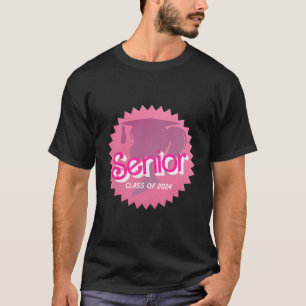 Class Of 2024 Senior Pink Retro Classic Girl Grad  T-Shirt