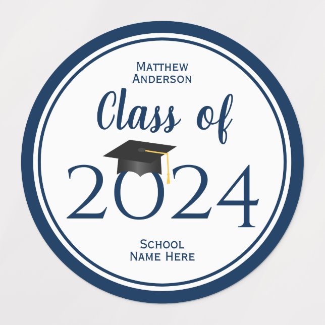 Class of 2024 Simple Elegant Navy Blue Graduation (Design 1)