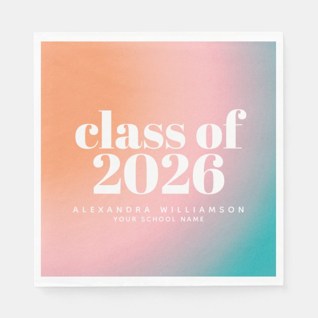 Class of 2024 Trendy Colourful Gradient Custom  Napkin (Front)