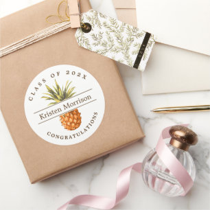 Class of 2024 Tropical Pineapple Graduation Party Classic Round Sticker