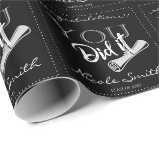 Class Of 2024 You Did It Black White Graduation Wrapping Paper