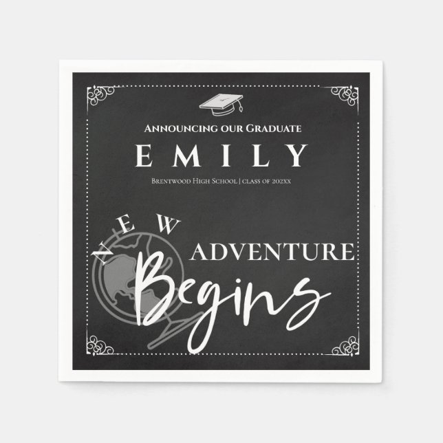 Class of 2025 Adventure Begins Graduation Party Napkin (Front)