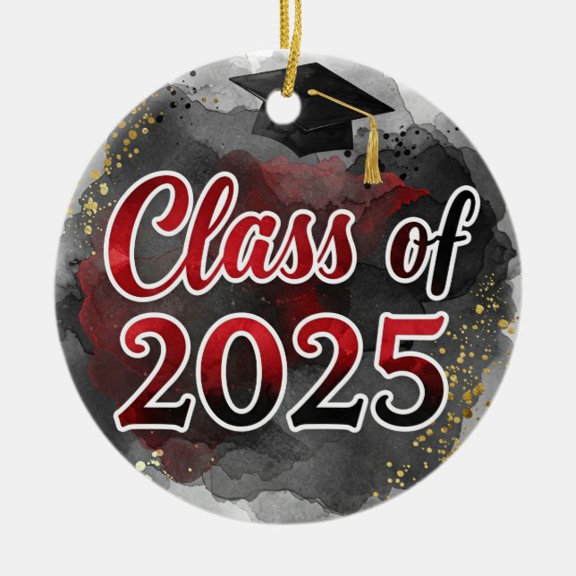 Class of 2025 black and red ornament (Front)