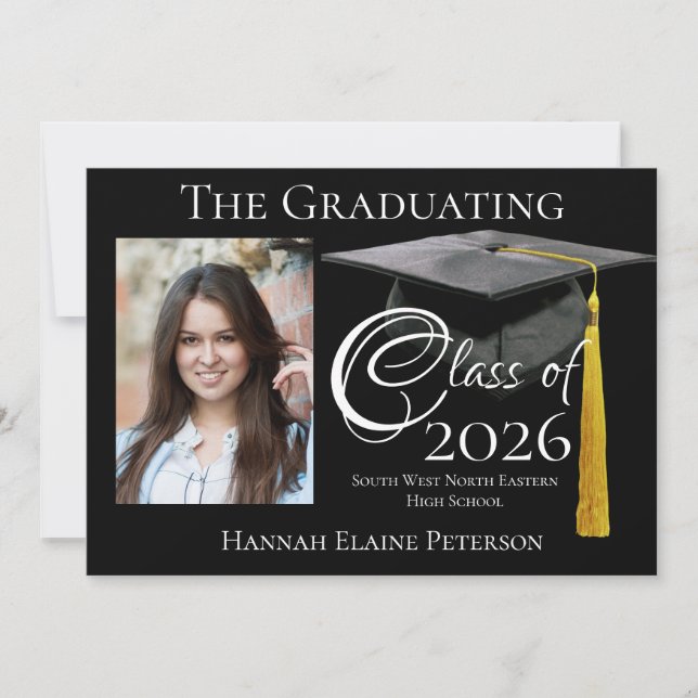 Class of 2025 Black Graduation Announcement (Front)