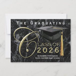 Class of 2025 Black Marble Graduation Announcement