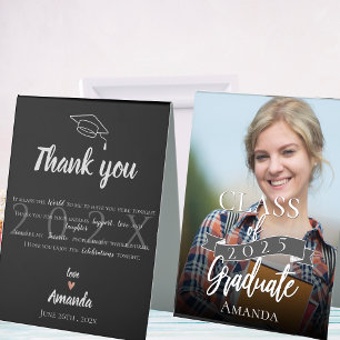 Class of 2025 Black Photo Graduation Thank You