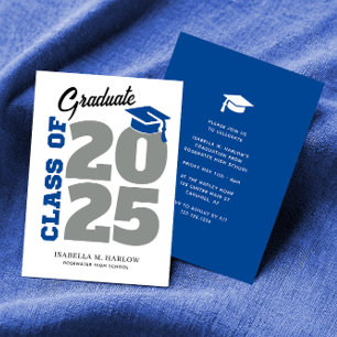 Class of 2025 Blue and Grey Retro Graduation Invitation