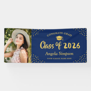 Class of 2025 Blue Gold Photo Graduation Party Banner